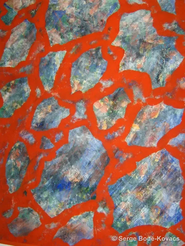 Réseau orange et bleu pâle — Sculpture de Serge Boué-Kovacs