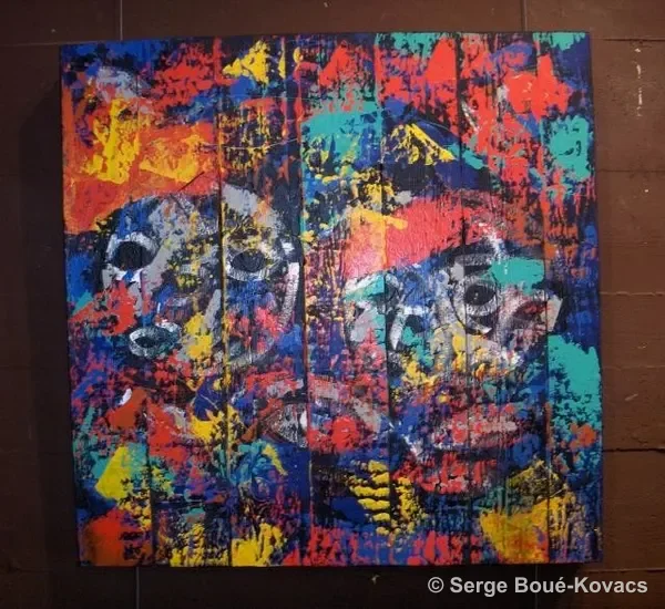 Masques aux poissons, 2003 — Peinture de Serge Boué-Kovacs