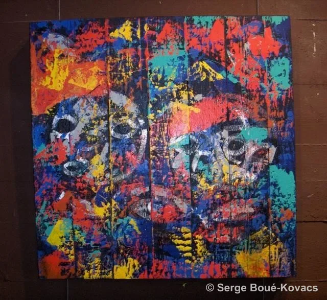 Masques aux poissons — Peinture de Serge Boué-Kovacs