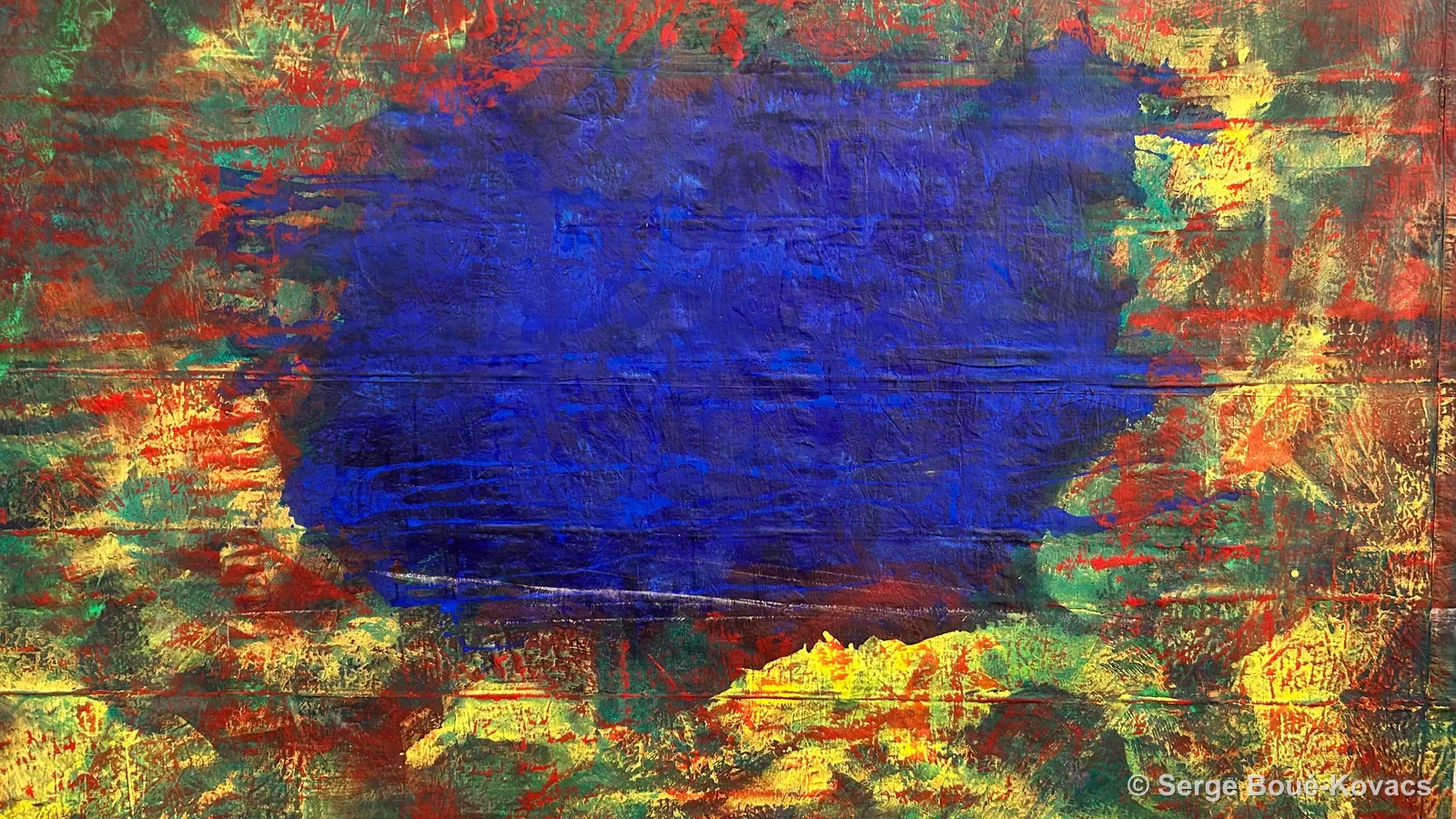 Lac bleu cerné de feu — Peinture de Serge Boué-Kovacs