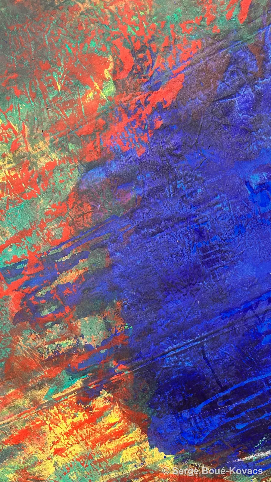 Bleu traversé de rouge — Peinture de Serge Boué-Kovacs