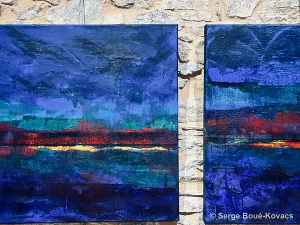 Horizon rouge sur bleu, 2026 — Peinture de Serge Boué-Kovacs