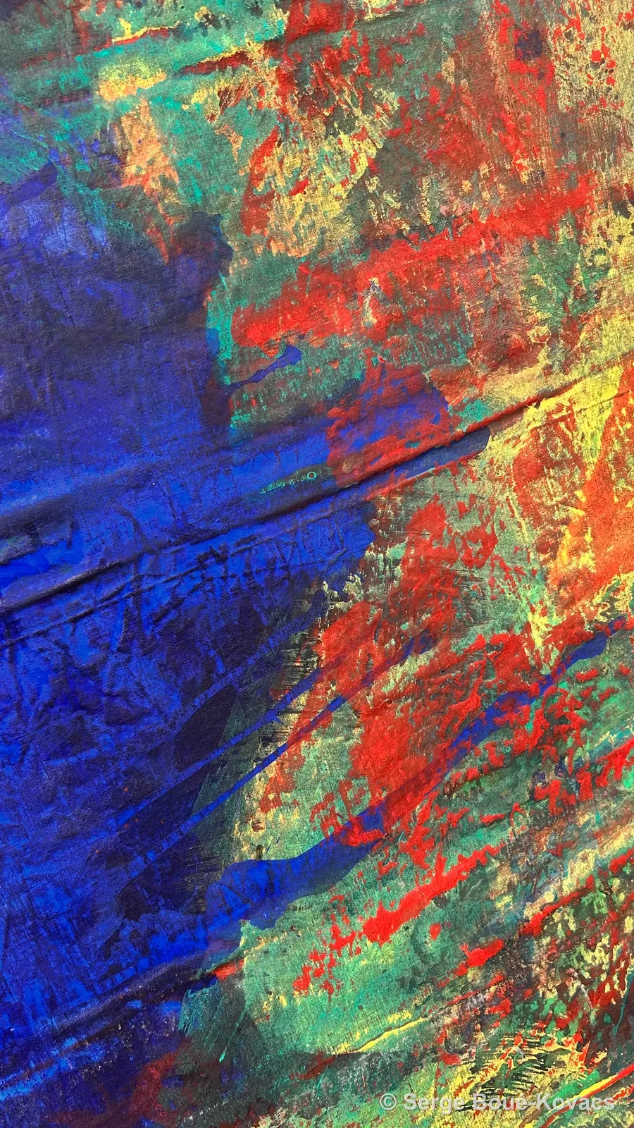 Diagonale bleue et rouge — Peinture de Serge Boué-Kovacs