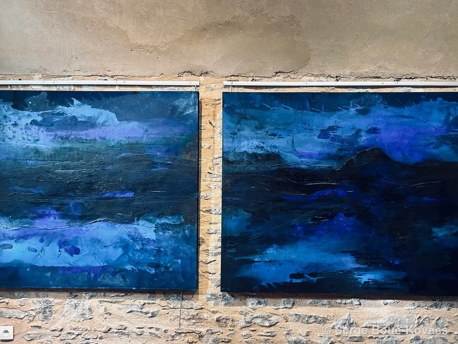 Diptyque bleu nuit — Peinture de Serge Boué-Kovacs