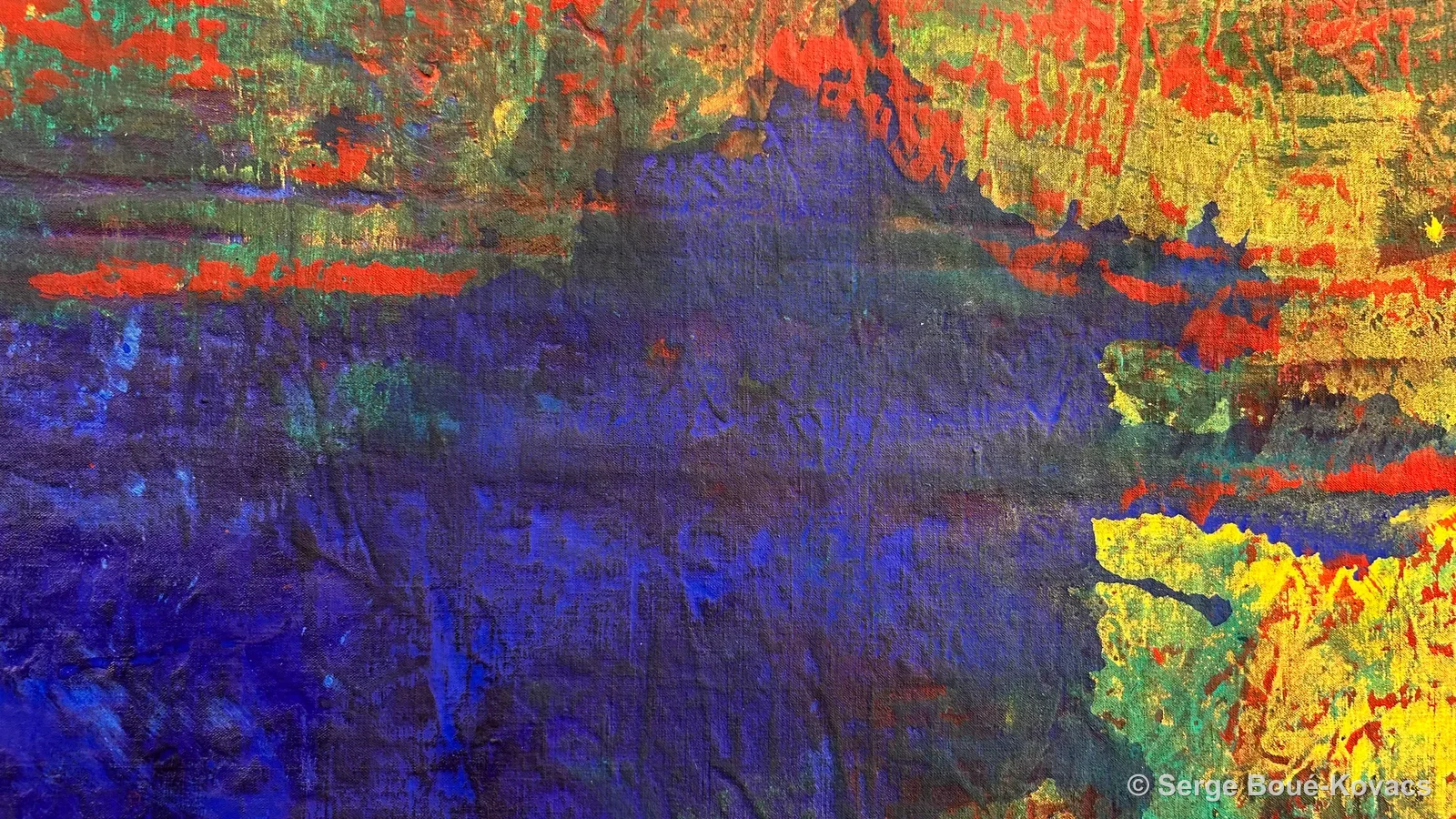 Bleu sous un ciel rouge — Peinture de Serge Boué-Kovacs
