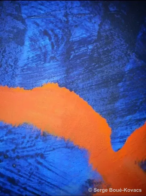 Fenêtre bleue et orange, détail, 2012 — Peinture de Serge Boué-Kovacs