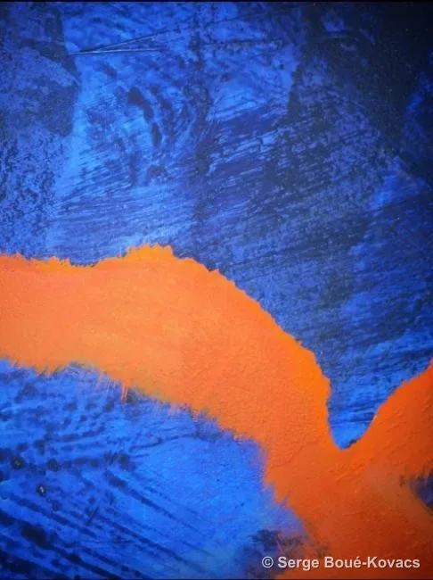 Fenêtre bleue et orange, détail — Peinture de Serge Boué-Kovacs