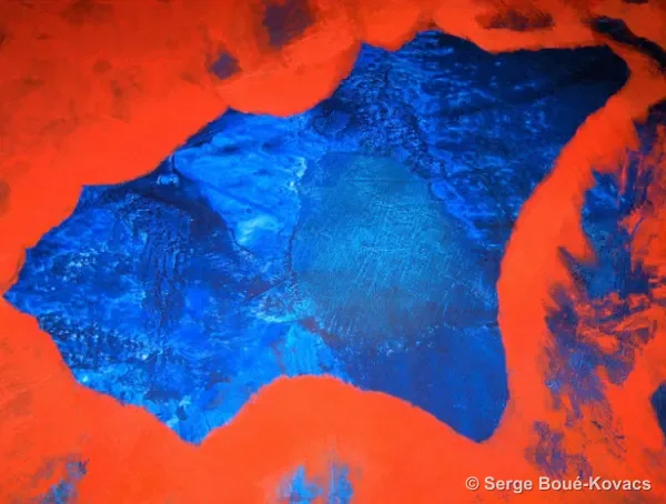 Fenêtre bleue cernée d'orange, 2012 — Peinture de Serge Boué-Kovacs