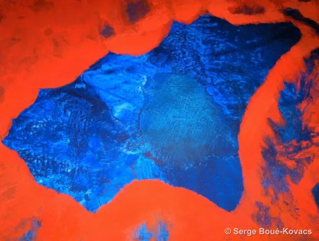 Fenêtre bleue cernée d'orange — Peinture de Serge Boué-Kovacs