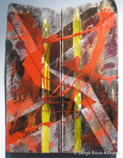 Fil jaune et rouge — Peinture de Serge Boué-Kovacs
