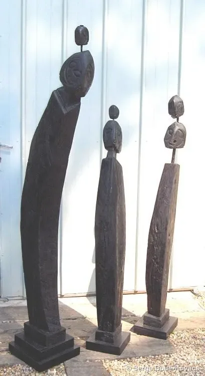 Trois personnages à double tête, 1997 — Sculpture de Serge Boué-Kovacs