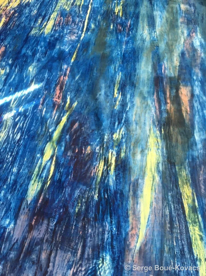 Bleu strié de jaune — Peinture de Serge Boué-Kovacs